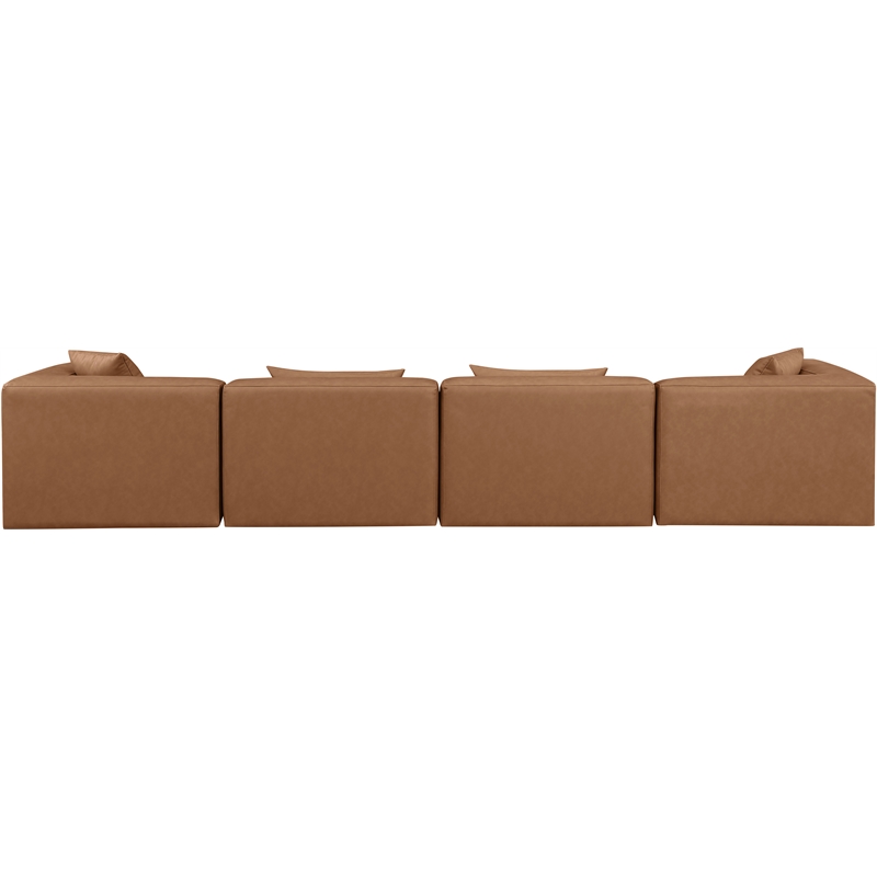 Meridian Furniture Cube Brown Vegan Leather 4-Pc. Modular Sofa