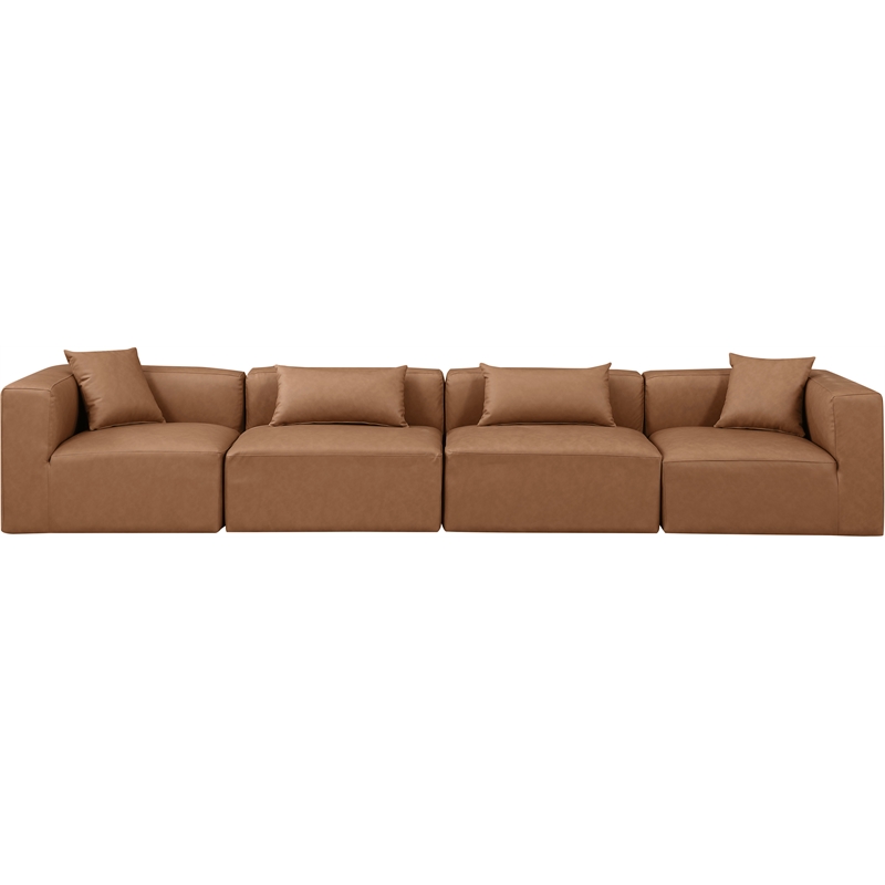 Meridian Furniture Cube Brown Vegan Leather 4-Pc. Modular Sofa