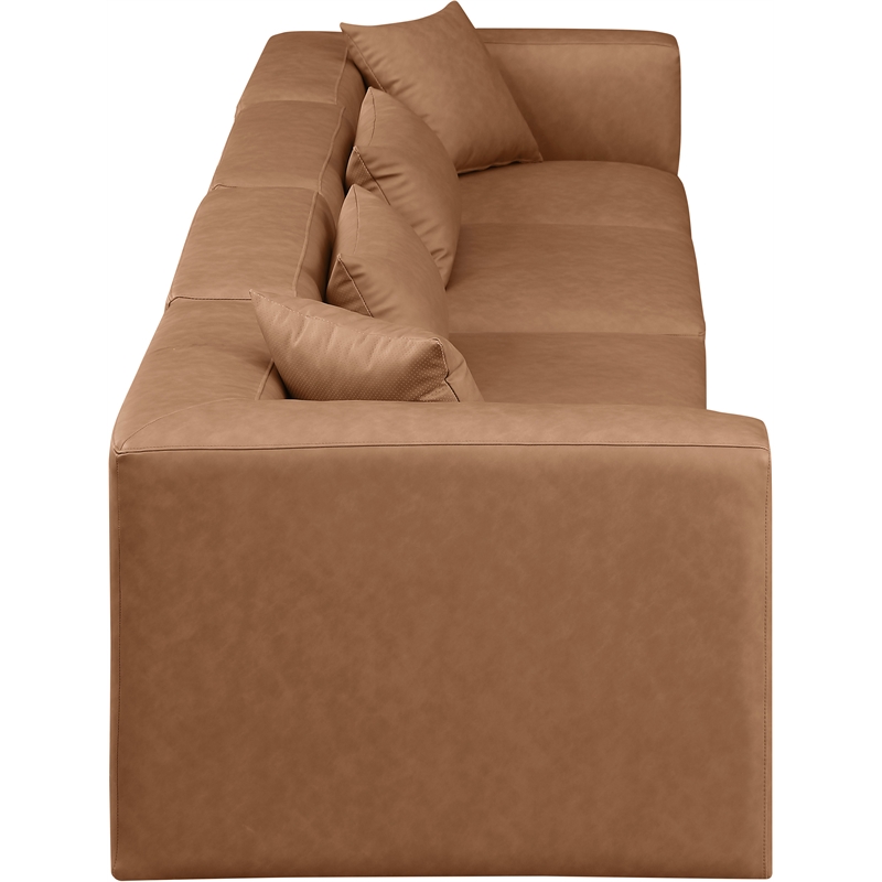 Meridian Furniture Cube Brown Vegan Leather 4-Pc. Modular Sofa