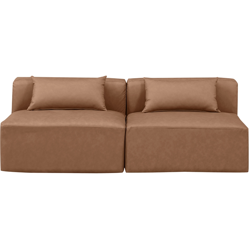 Meridian Furniture Cube Brown Vegan Leather 2-Pc. Modular Sofa