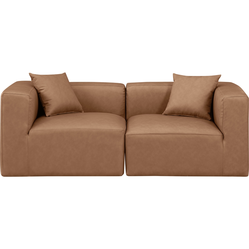 Meridian Furniture Cube Brown Vegan Leather 2-Pc. Modular Sofa