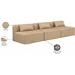 Meridian Furniture Cube Tan Vegan Leather 3-Pc. Modular Sofa