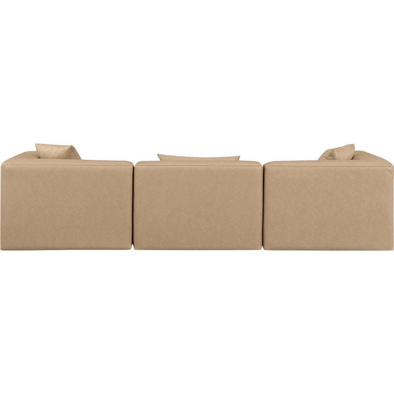 Meridian Furniture Cube Tan Vegan Leather 3-Pc. Modular Sofa