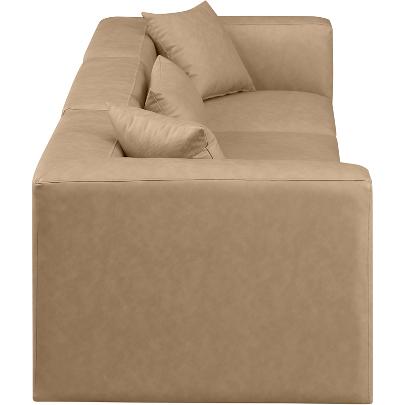 Meridian Furniture Cube Tan Vegan Leather 3-Pc. Modular Sofa