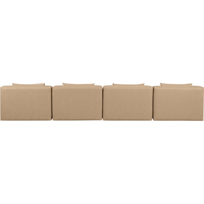 Meridian Furniture Cube Tan Vegan Leather 4-Pc. Modular Sofa