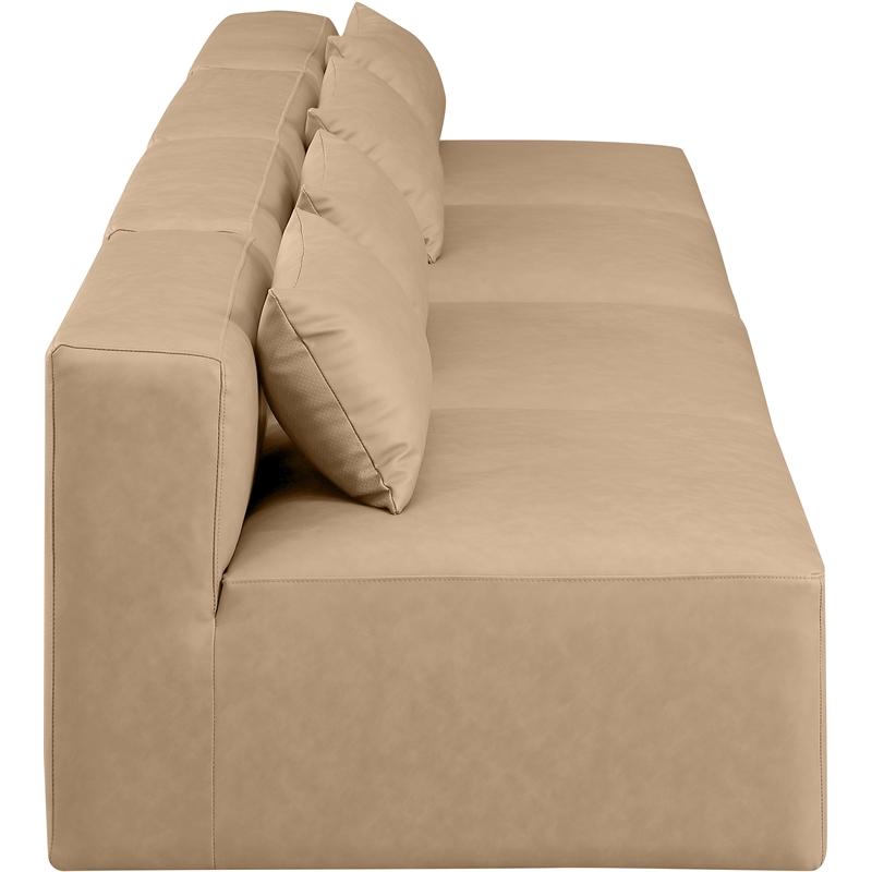 Meridian Furniture Cube Tan Vegan Leather 4-Pc. Modular Sofa
