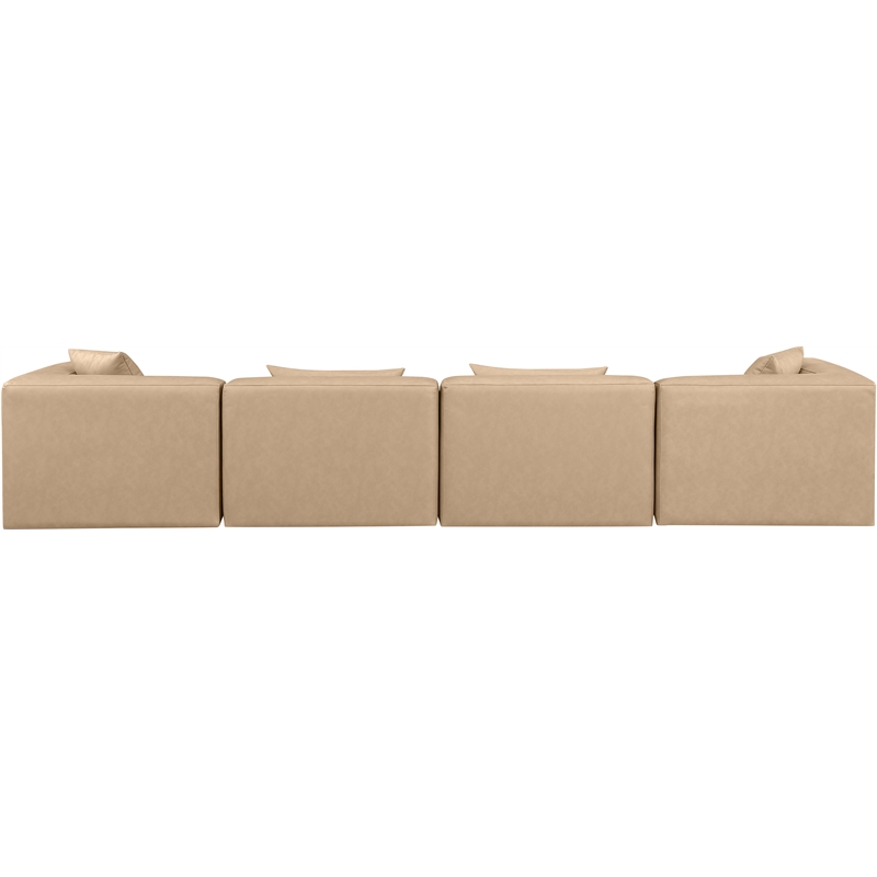 Meridian Furniture Cube Tan Vegan Leather 4-Pc. Modular Sofa