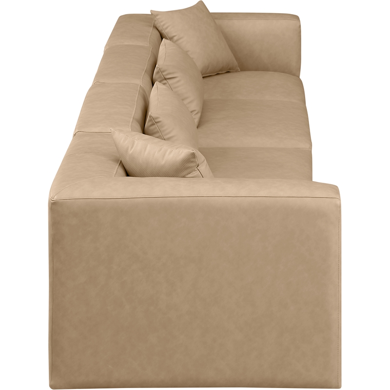 Meridian Furniture Cube Tan Vegan Leather 4-Pc. Modular Sofa