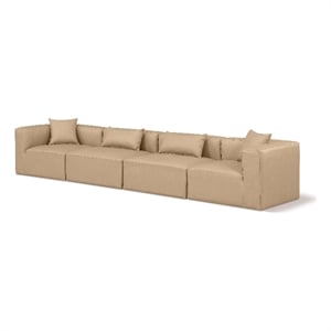 Meridian Furniture Cube Tan Vegan Leather 4-Pc. Modular Sofa