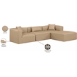 Meridian Furniture Cube Tan Vegan Leather 4-Pc. L-Shaped Modular Sectional