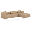 Meridian Furniture Cube Tan Vegan Leather 4-Pc. L-Shaped Modular Sectional