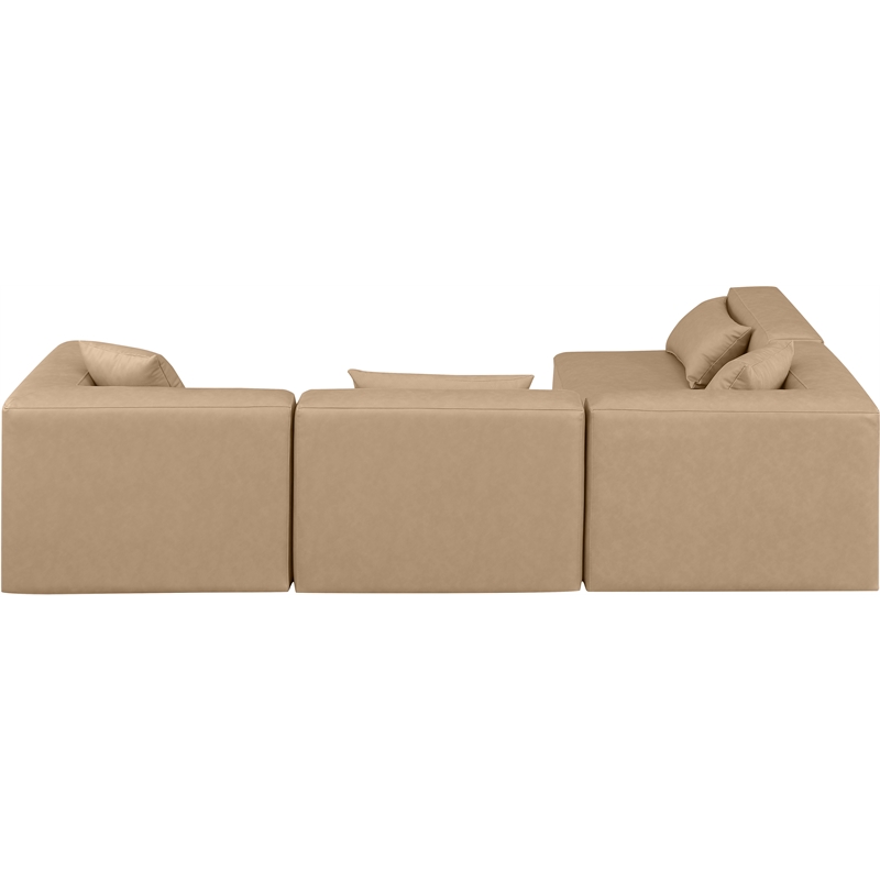 Meridian Furniture Cube Tan Vegan Leather 4-Pc. L-Shaped Modular Sectional