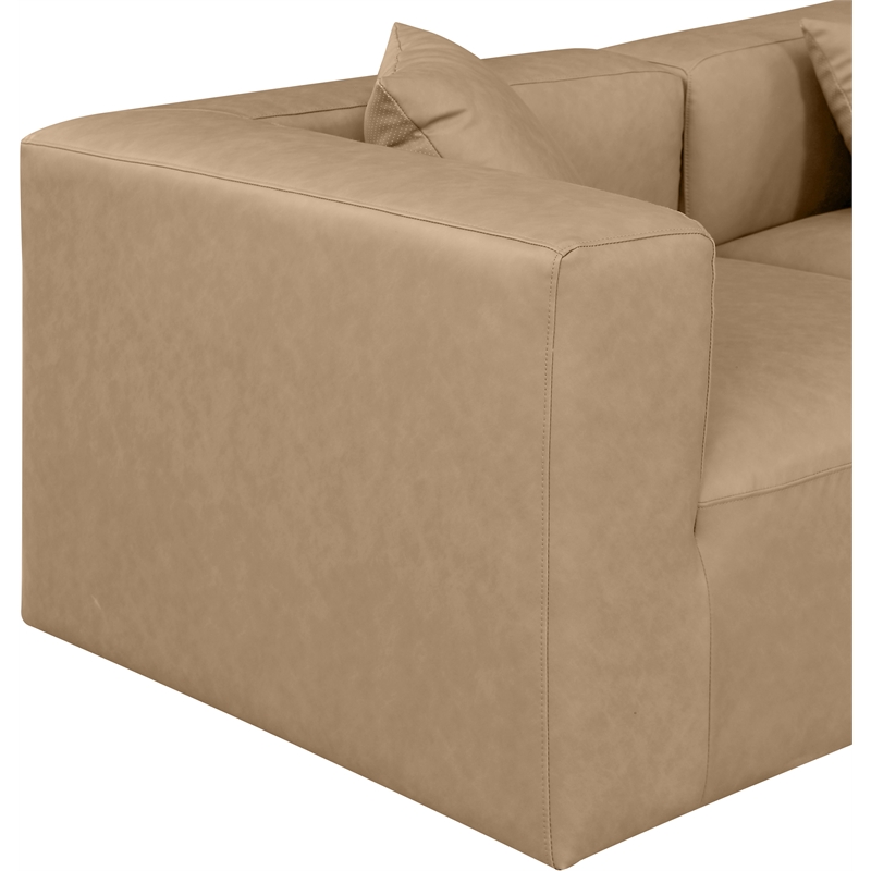 Meridian Furniture Cube Tan Vegan Leather 4-Pc. L-Shaped Modular Sectional