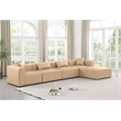 Meridian Furniture Cube Tan Vegan Leather 5-Pc. L-Shaped Modular Sectional