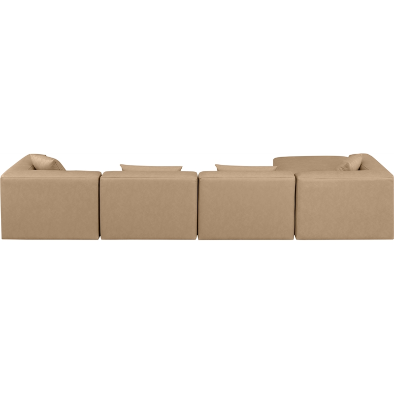 Meridian Furniture Cube Tan Vegan Leather 5-Pc. L-Shaped Modular Sectional