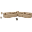 Meridian Furniture Cube Tan Vegan Leather 5-Pc. L-Shaped Modular Sectional