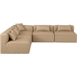 Meridian Furniture Cube Tan Vegan Leather 5-Pc. L-Shaped Modular Sectional