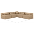 Meridian Furniture Cube Tan Vegan Leather 5-Pc. L-Shaped Modular Sectional