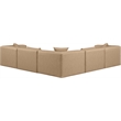Meridian Furniture Cube Tan Vegan Leather 5-Pc. L-Shaped Modular Sectional