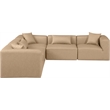 Meridian Furniture Cube Tan Vegan Leather 5-Pc. L-Shaped Modular Sectional