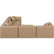 Meridian Furniture Cube Tan Vegan Leather 5-Pc. L-Shaped Modular Sectional