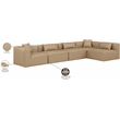 Meridian Furniture Cube Tan Vegan Leather 5-Pc. L-Shaped Modular Sectional