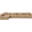 Meridian Furniture Cube Tan Vegan Leather 5-Pc. L-Shaped Modular Sectional