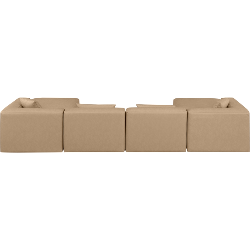 Meridian Furniture Cube Tan Vegan Leather 6-Pc. U-Shaped Modular Sectional
