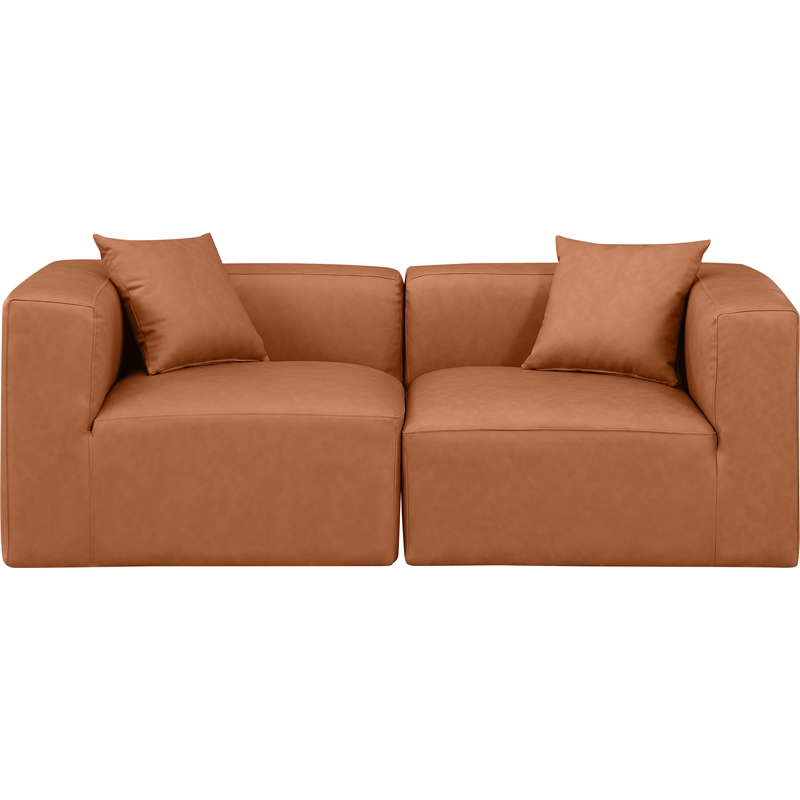 Meridian Furniture Cube Cognac Vegan Leather 2-Pc. Modular Sofa