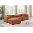 Meridian Furniture Cube Cognac Vegan Leather 4-Pc. L-Shaped Modular Sectional