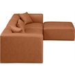 Meridian Furniture Cube Cognac Vegan Leather 4-Pc. L-Shaped Modular Sectional