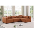 Meridian Furniture Cube Cognac Vegan Leather 4-Pc. L-Shaped Modular Sectional