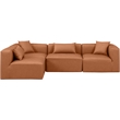 Meridian Furniture Cube Cognac Vegan Leather 4-Pc. L-Shaped Modular Sectional
