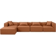 Meridian Furniture Cube Cognac Vegan Leather 5-Pc. L-Shaped Modular Sectional