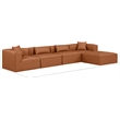Meridian Furniture Cube Cognac Vegan Leather 5-Pc. L-Shaped Modular Sectional