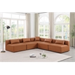 Meridian Furniture Cube Cognac Vegan Leather 5-Pc. L-Shaped Modular Sectional