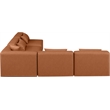 Meridian Furniture Cube Cognac Vegan Leather 5-Pc. L-Shaped Modular Sectional