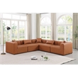 Meridian Furniture Cube Cognac Vegan Leather 5-Pc. L-Shaped Modular Sectional
