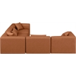 Meridian Furniture Cube Cognac Vegan Leather 5-Pc. L-Shaped Modular Sectional