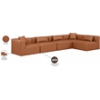 Meridian Furniture Cube Cognac Vegan Leather 5-Pc. L-Shaped Modular Sectional