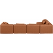 Meridian Furniture Cube Cognac Vegan Leather 5-Pc. L-Shaped Modular Sectional