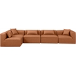 Meridian Furniture Cube Cognac Vegan Leather 5-Pc. L-Shaped Modular Sectional