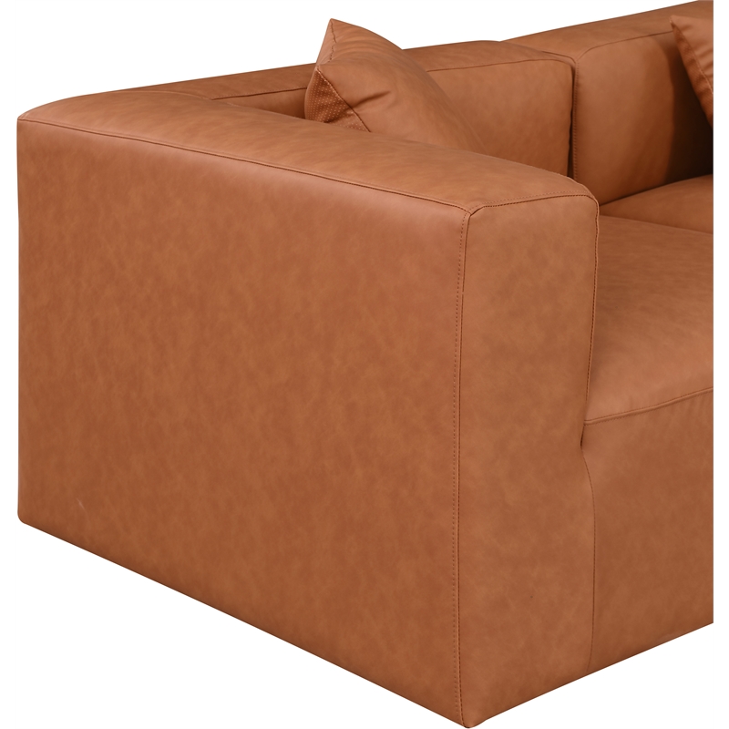 Meridian Furniture Cube Cognac Vegan Leather 5-Pc. L-Shaped Modular Sectional