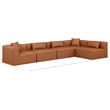 Meridian Furniture Cube Cognac Vegan Leather 5-Pc. L-Shaped Modular Sectional