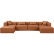 Meridian Furniture Cube Cognac Vegan Leather 6-Pc. U-Shaped Modular Sectional