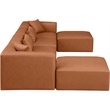 Meridian Furniture Cube Cognac Vegan Leather 6-Pc. U-Shaped Modular Sectional