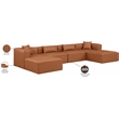 Meridian Furniture Cube Cognac Vegan Leather 6-Pc. U-Shaped Modular Sectional