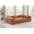 Meridian Furniture Cube Cognac Vegan Leather 6-Pc. U-Shaped Modular Sectional