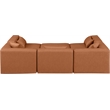 Meridian Furniture Cube Cognac Vegan Leather 6-Pc. U-Shaped Modular Sectional