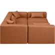 Meridian Furniture Cube Cognac Vegan Leather 6-Pc. U-Shaped Modular Sectional